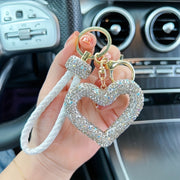 Resin Heart-Shaped Keychain with Rhinestone Accents, Cartoon Themed Ladies Novelty Keyring, Lobster Clasp, Single Individual Piece, Christmas Holiday Decorative Accessory