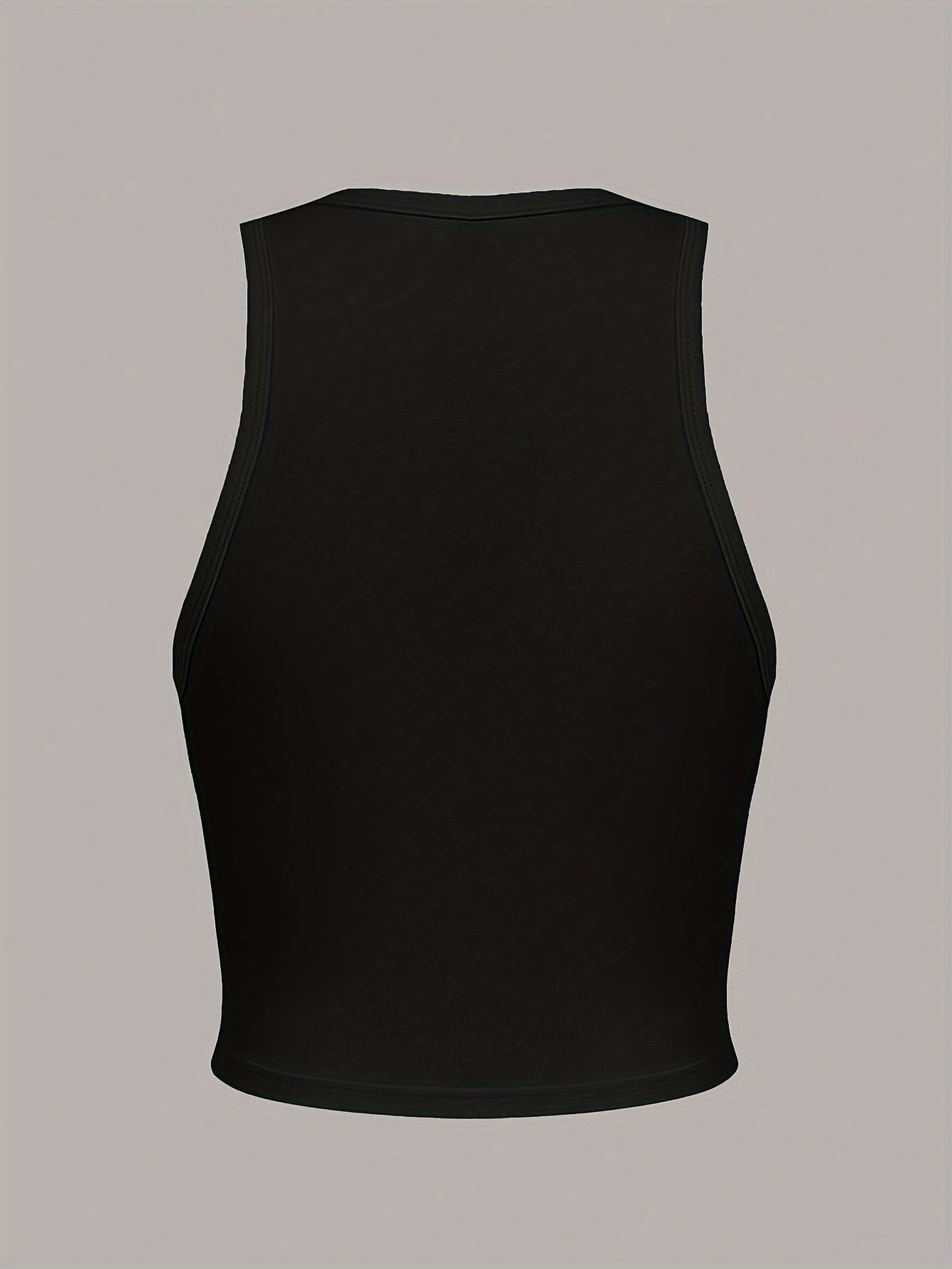 Portrait Print Crew Neck Tank Top, Casual Sleeveless Crop Top For Spring & Summer, Women's Clothing