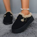 Platform Fluffy Shoes Round Head Warm With Velvet Casual Cotton-padded Shoes