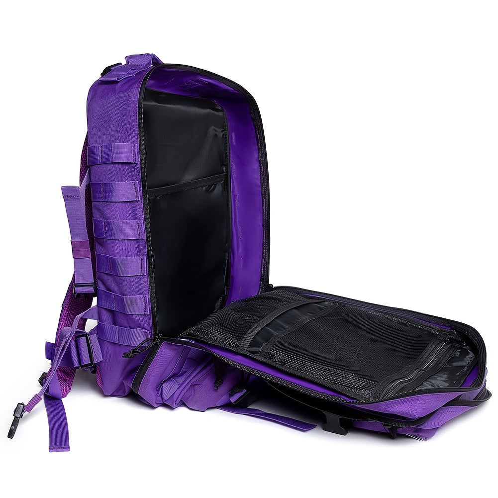 11.89gal Tactical Backpack for Women - Purple Outdoor Survival & Emergency Medical Rucksack with Multiple Compartments, MOLLE System, and Padded Shoulder Straps
