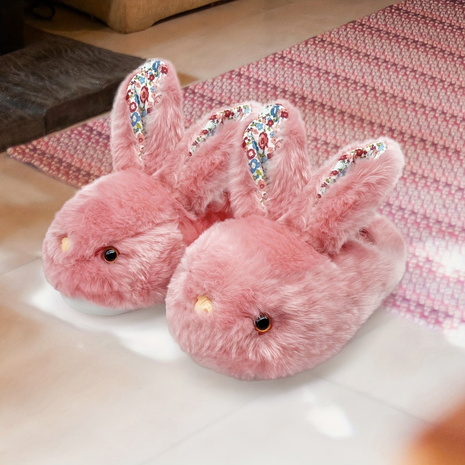 Women'S Cute Bunny Animals Slippers Interesting Comfortable Furry Slippers Soft Plush Winter Season Keep Warm Rabbit Home Bedroom Shoes, Valentine'S Day Gifts