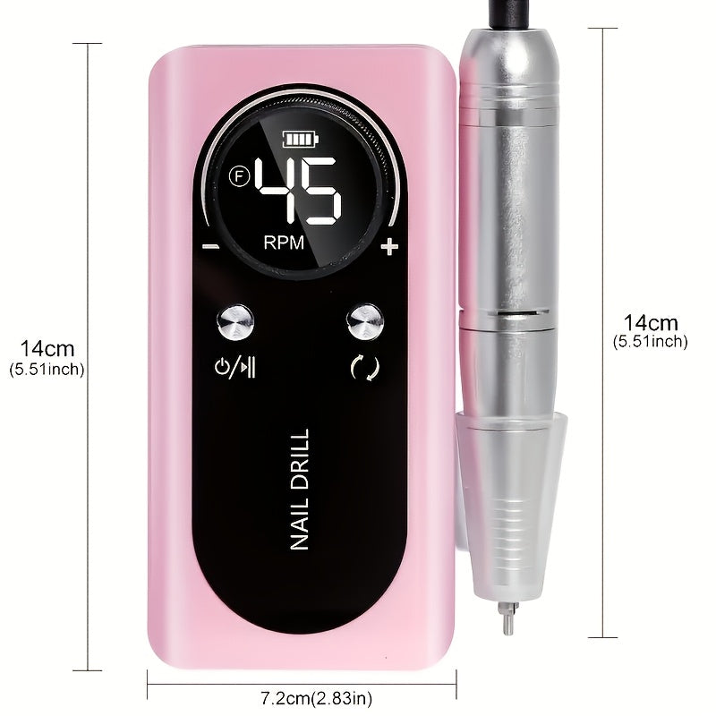 45000RPM Rechargeable Nail Drill Electric Nail File Machine, Perfect For Home And Salon Use, Professional Nail Drill For Acrylic Gel Nails, Manicure Pedicure Polishing, Pink, Unicorn Purple