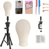 22Inch Canvas Wig Head With Stand, Wig Mannequin Head With Stand, Table Wig Stand Tripod With Head For Wigs Making Display
