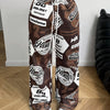 Women's Camouflage Letter Print Loose-Fit Jogger Pants with Drawstring Waist, 100% Polyester Casual Straight-Leg Trousers for Running, Workouts & Casual Attire, Workout Trousers | Relaxed Fit Pants | Drawstring Waistband