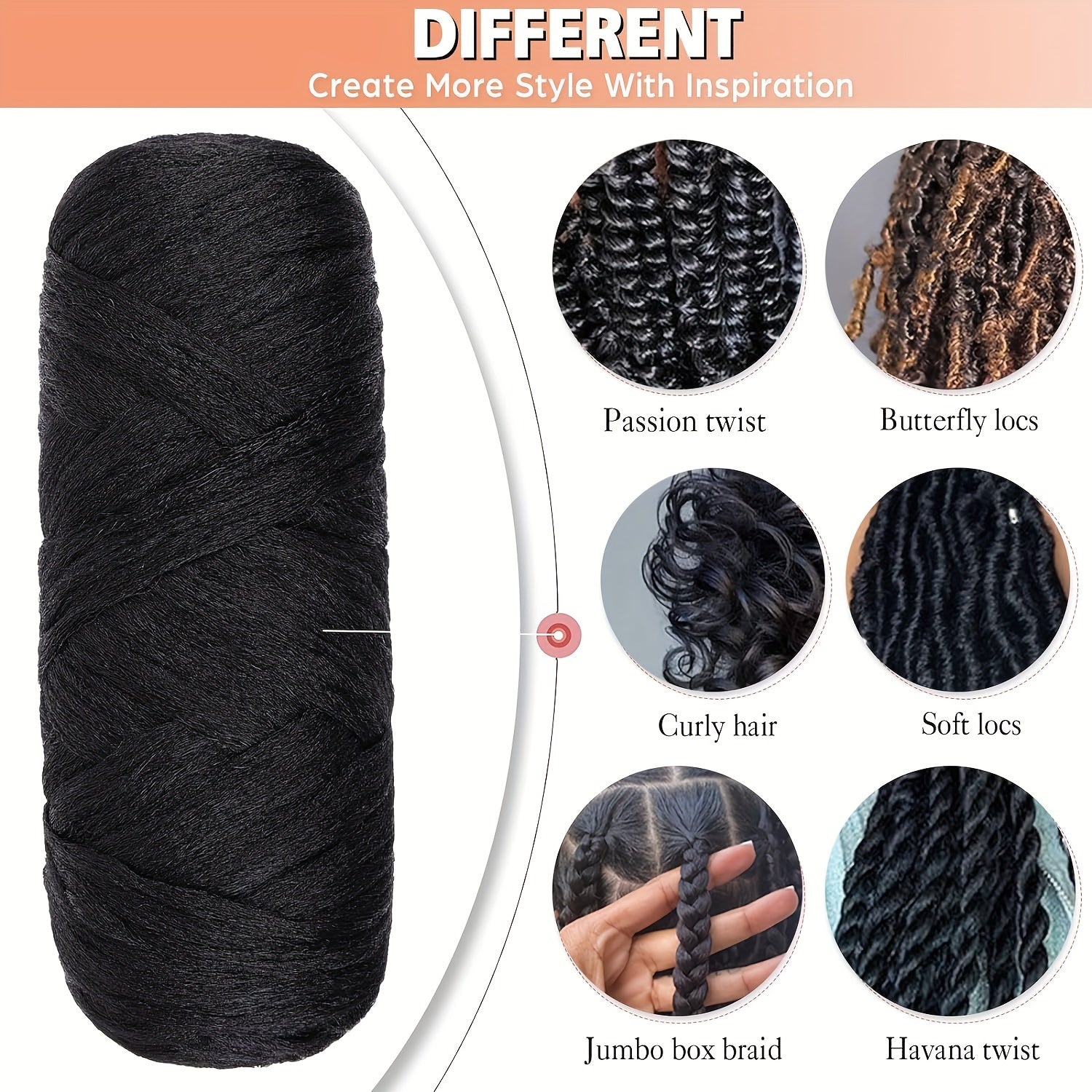 8 Pcs Black Brazilian Wool Hair For Braiding Hair Acrylic Yarn Crochet Box Braids Senegalese Twist Jumbo Braids Faux Locs Crochet Hair For Women Synthetic Braiding Hair Extensions Halloween Christmas