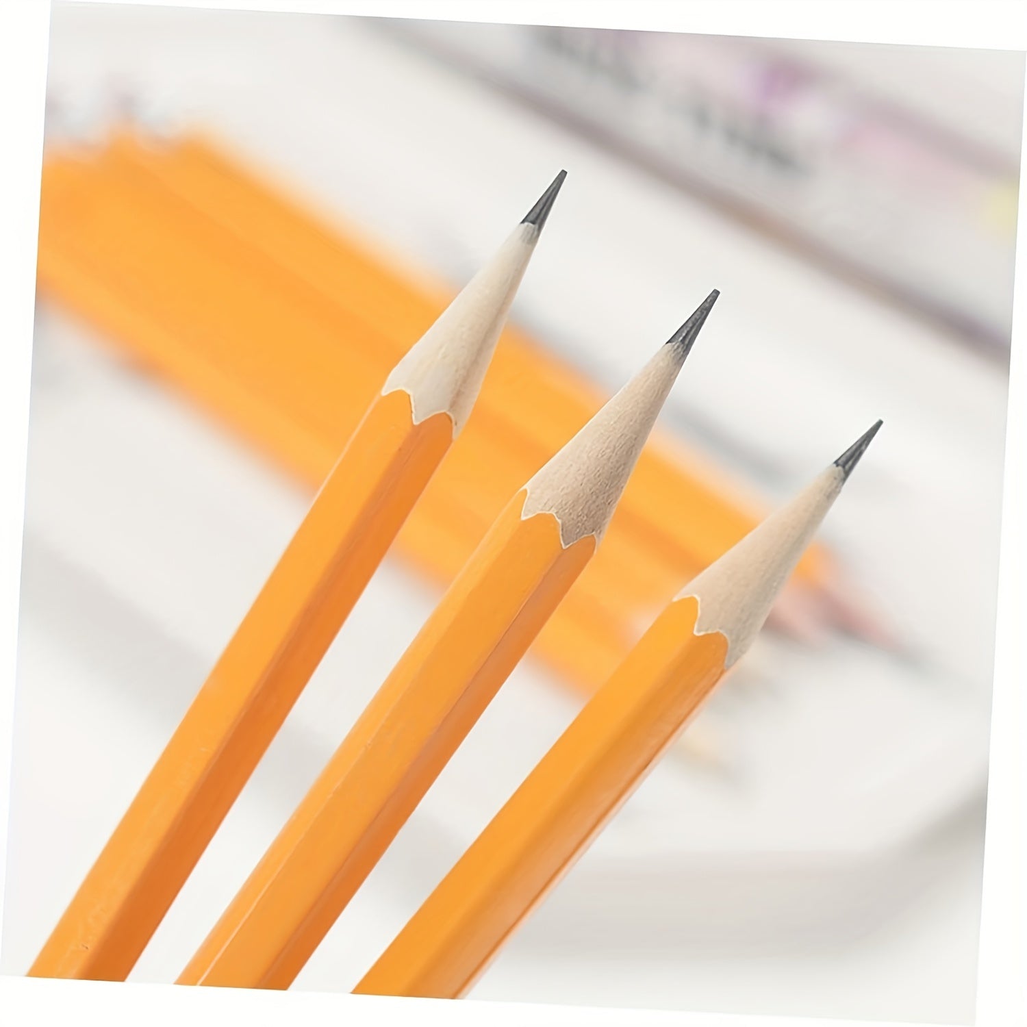 HB Hexagon Wooden Pencils With Red Color Eraser, 12pcs/24pcs Pencils With Eraser Head, HB Pencils For Writing, Drawing And Sketching, Yellow Wooden Pencils For Office