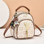 Luxury Checkered Backpack with Golden Accents - Perfect for Casual Outings