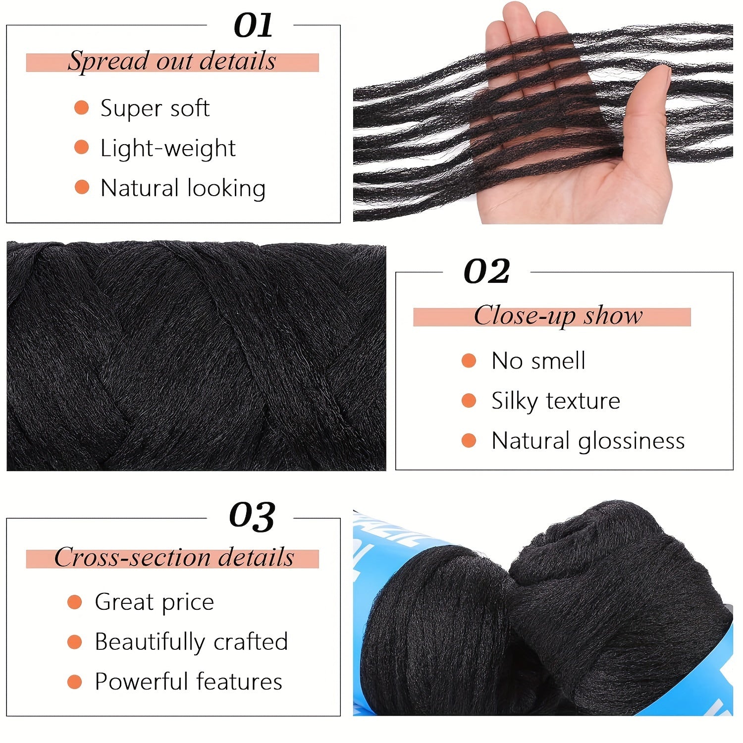 8 Pcs Black Brazilian Wool Hair For Braiding Hair Acrylic Yarn Crochet Box Braids Senegalese Twist Jumbo Braids Faux Locs Crochet Hair For Women Synthetic Braiding Hair Extensions Halloween Christmas