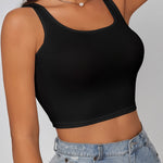 NADIA GO Women's Sleeveless Tank Top - Soft Pastel Pink, Ribbed Polyester-Elastane Blend, Casual Slim Fit Crop Vest for Summer Layering