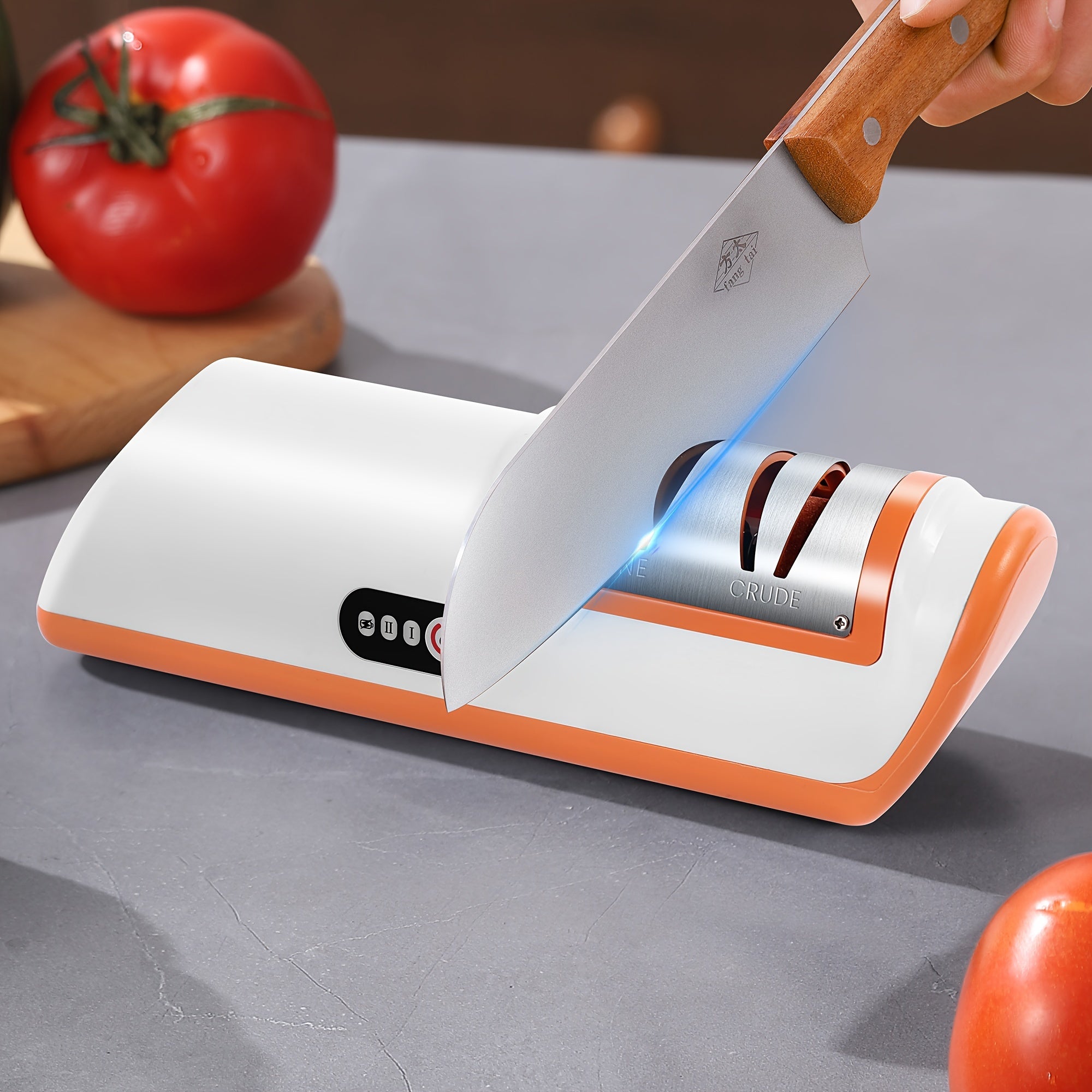 USB Rechargeable Electric Knife Sharpener - 2-Stage, Compact, Quick Sharpen & Polish | Lithium Battery, White & Black Design