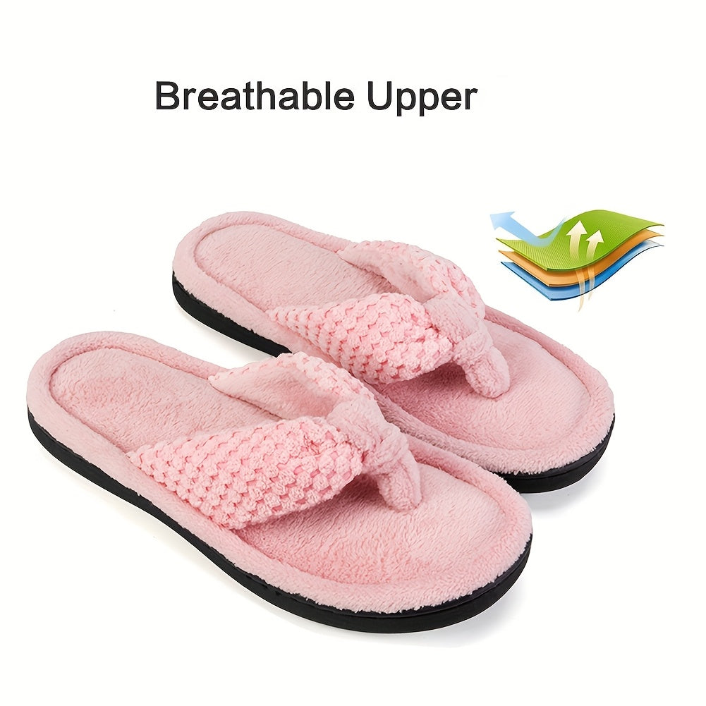 Women'S Slides, Comfortable Soft Sole Flat Slippers, All-Season Solid Color Fabric Upper & Inner, TPR Sole, Machine Washable, Home Floor Slip-On Shoes
