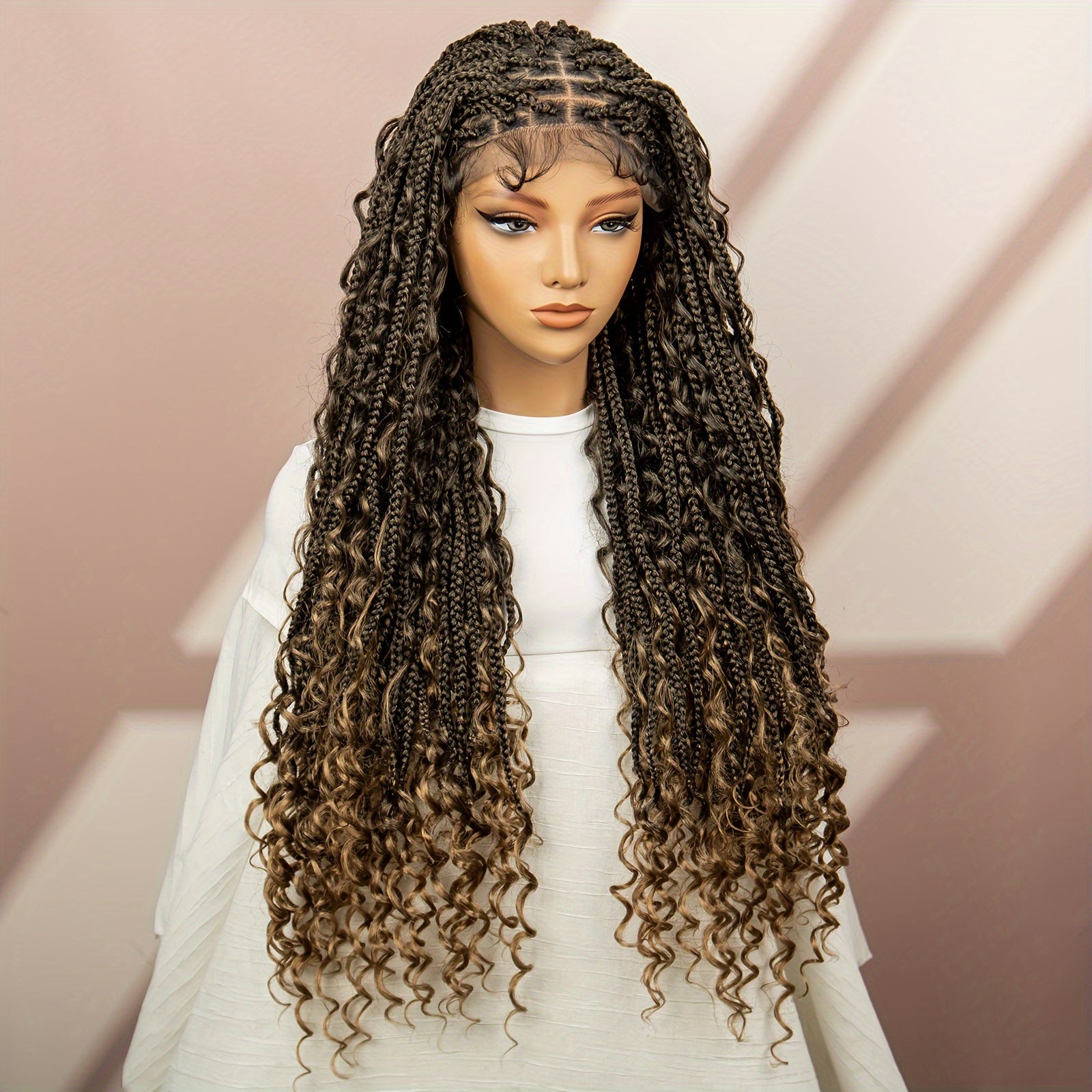Women'S Anytime Wig, 9x6 Lace Front Synthetic Braided Butterfly Braid Hairpiece, Comfortable Breathable Fashion Daily Wear, Heat Resistant Fiber, Full Top Hair Extension