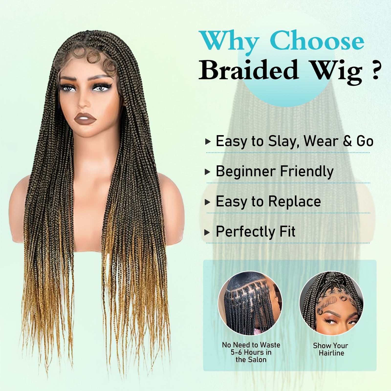 28-Inch Light Brown Lace Front Wigs with, Featuring 360° HD Technology And Knotless Braids, Designed for Women.