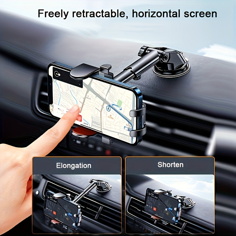 Multi-Functional Dashboard Air Vent Car Phone Mount, Retractable Rotating with Automatic Locking, Wall Mount, ABS Material, for Safe Navigation
