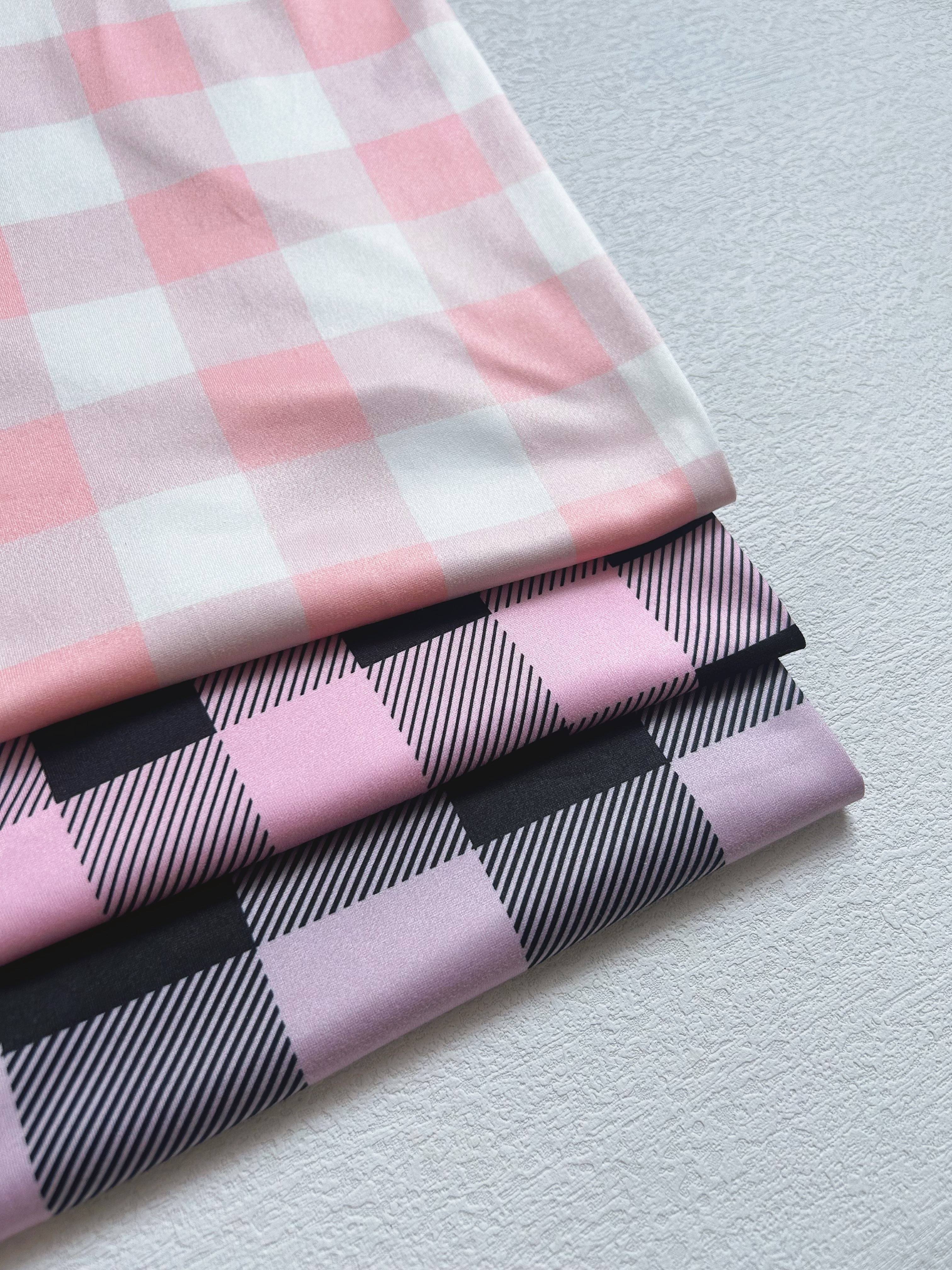 3pcs Elegant Plaid Pajama Set for Women - 97% Polyester, 3% Elastane, Summer Long Pants with Bow Detail, Knit Fabric Lounge Wear