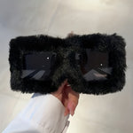 Y2K Fashion Plush Oversized Gradient Glasses, Novelty Fuzzy Party Club Eyewear for Men And Women, Plastic Frame, Hawaiian Theme, Non-Prescription Fun Glasses for And Festive Occasions, Carnival/Mardi Gras/Masquerade