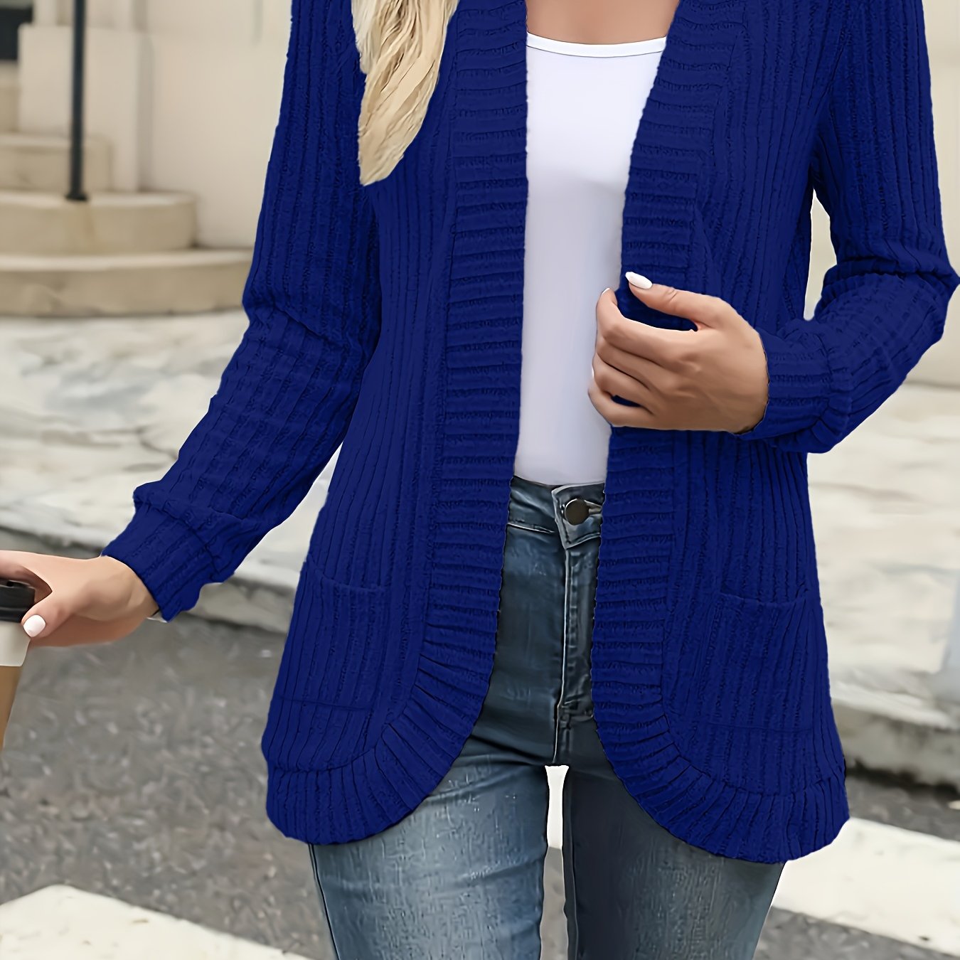 Elegant Women's Front-Button Cardigan - Medium Stretch Long Sleeve with Pleated Detail, Solid Green Machine-Washable Fall Winter Jacket, Regular Fit for Casual & Formal Outfits, Lightweight Cardigan, Winter Apparel, Open Fron