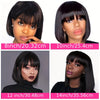 Straight Natural Scalp Raw Human Hair HD Lace Bob With Bang 180% Density Glueless HD 4x1 Lace Bob With Bang Glueless Wigs