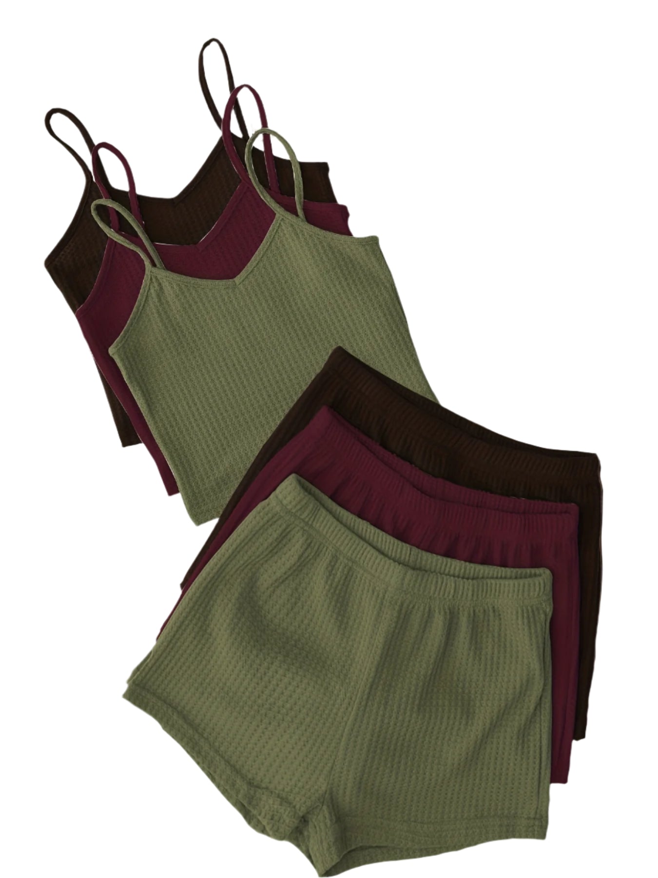 3-Pack Women's Lounge Sets – V-Neck Cami Tops & Elastic Waist Shorts, Backless Solid Color Two-Piece Outfits for Everyday Comfort