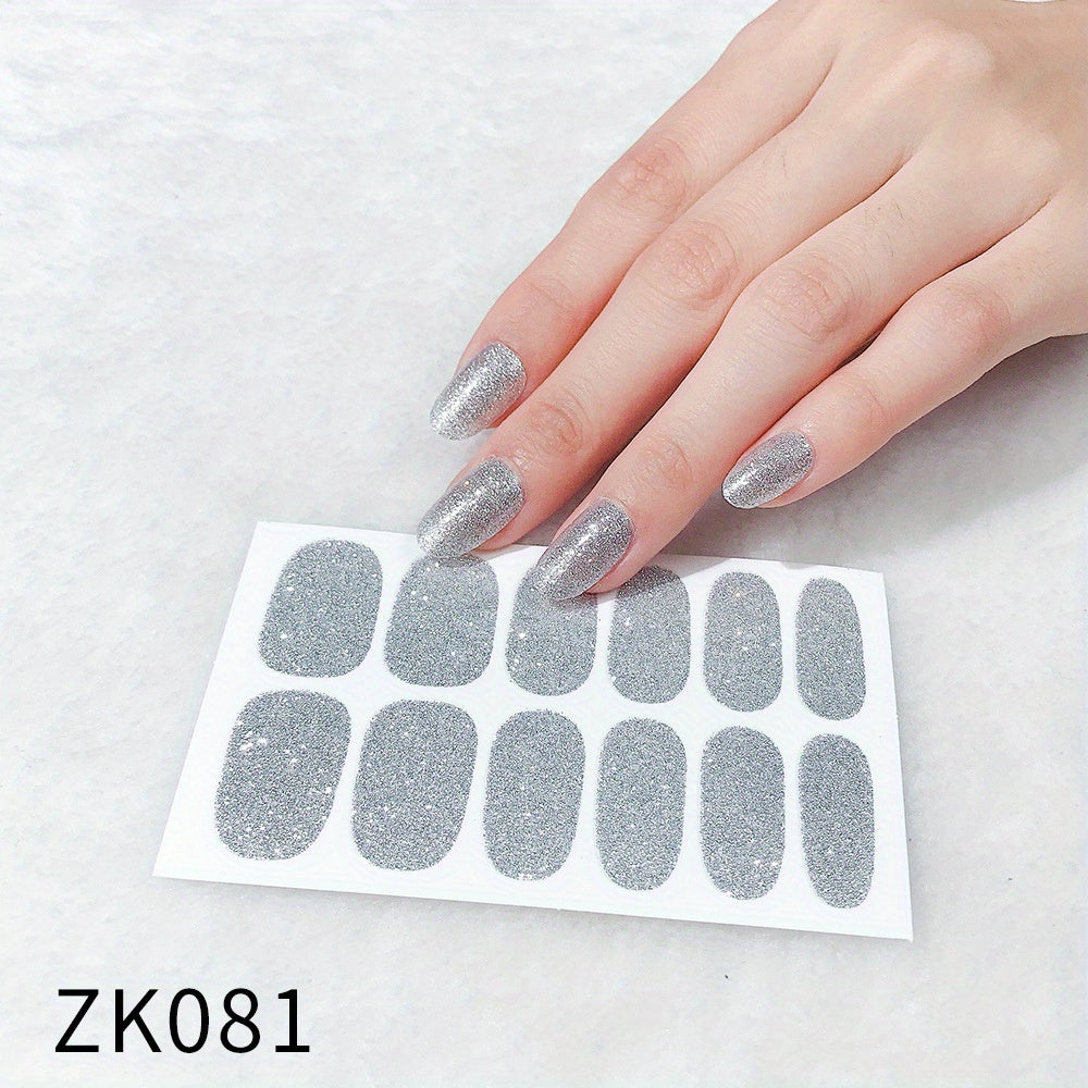 Glitter Nail Art Sticker Waterproof Full Stickers For Girls Women Sweet Cute DIY Nail Stickers Nail Accessories