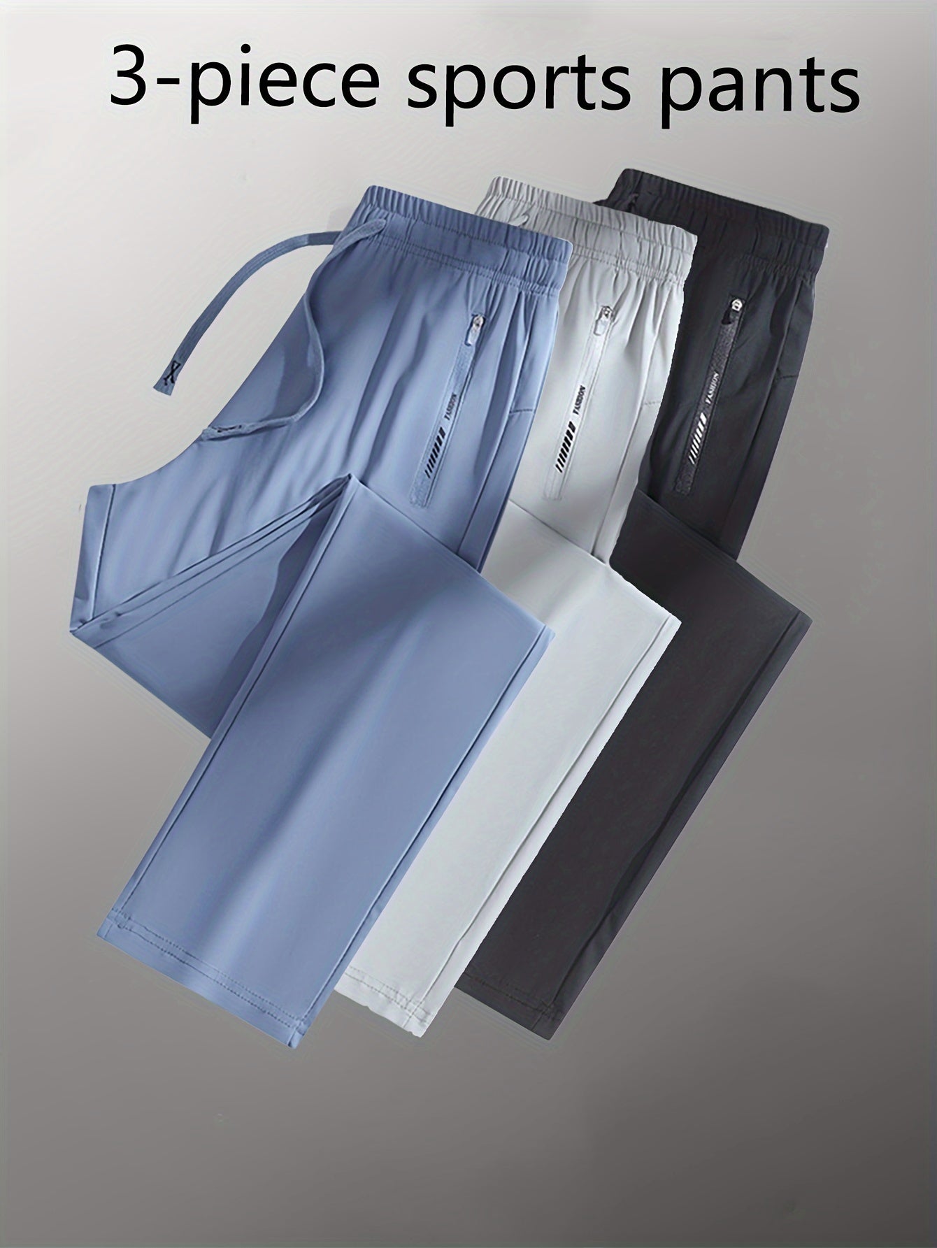 Set of 3 Women'S Sports Long Pants Made of, Lightweight And Breathable, Casual Athletic Trousers with Zipper Pockets And Elastic Waist, Straight-Leg Design.