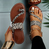 Women's Leopard Print Flat Slides - Fashion Toe Loop Open Toe Slide Sandals - Summer Beach Slide Shoes - For Women - Perfect for Summer Vacations & Beach Days - Ideal Gift for Fashionable Women
