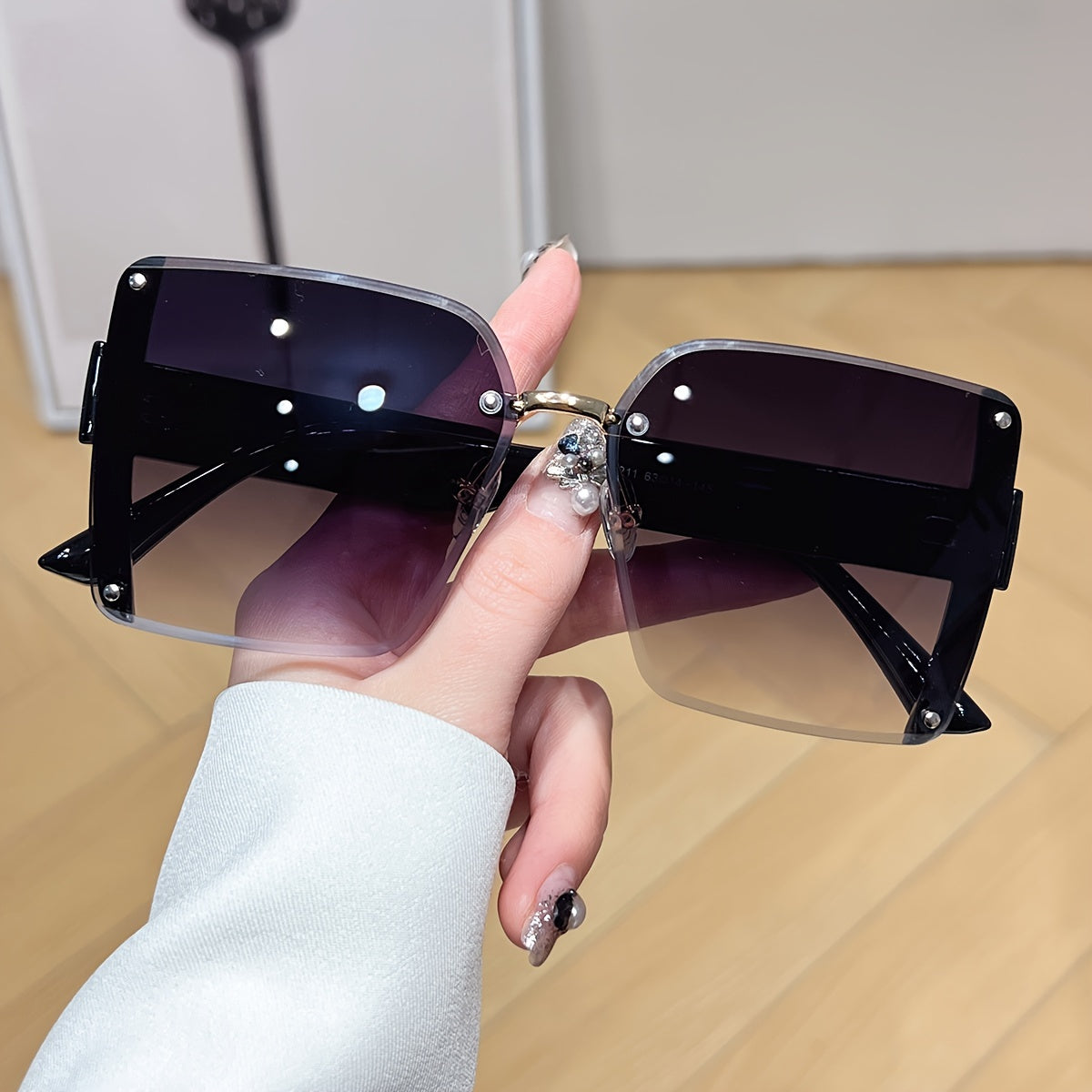 Oversized Square Frameless Fashion Glasses Y2K Luxury Gradient Fashion Glasses Novelty Travel Party Holiday Dressing Accessories