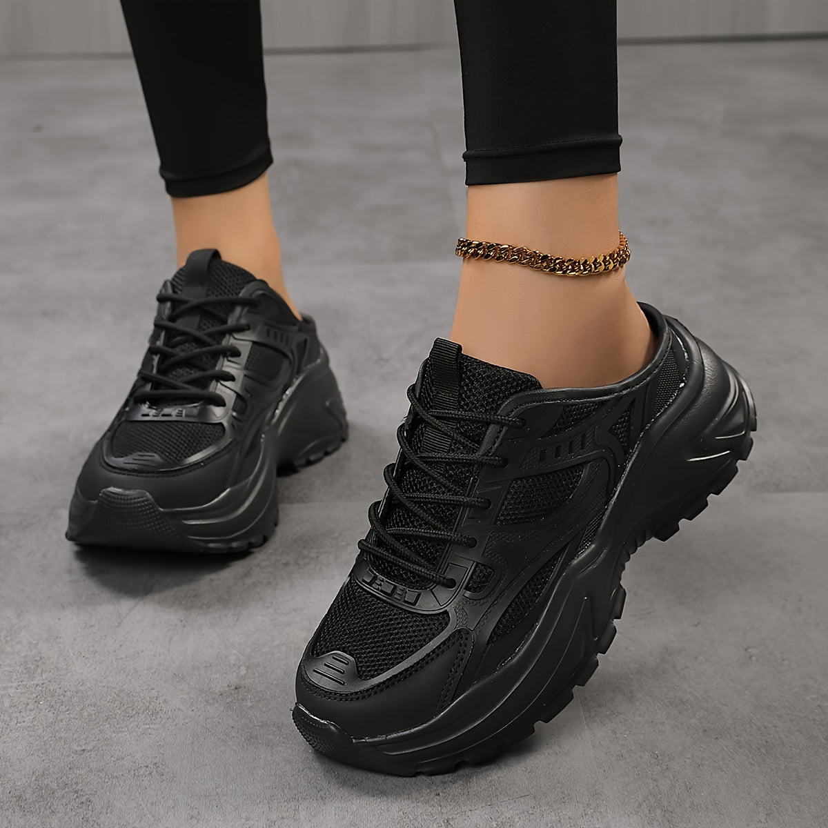 Women's Breathable Mesh Mule Sneakers, Casual Lace Up Outdoor Shoes, Women's Comfortable Shoes