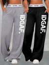 2-Pack Women'S Casual Loose-Fit High-Waisted Sweatpants, Geometric Print, Knit Fabric, Polyester, Straight Leg, Adult, All-Season, Fashion Pants