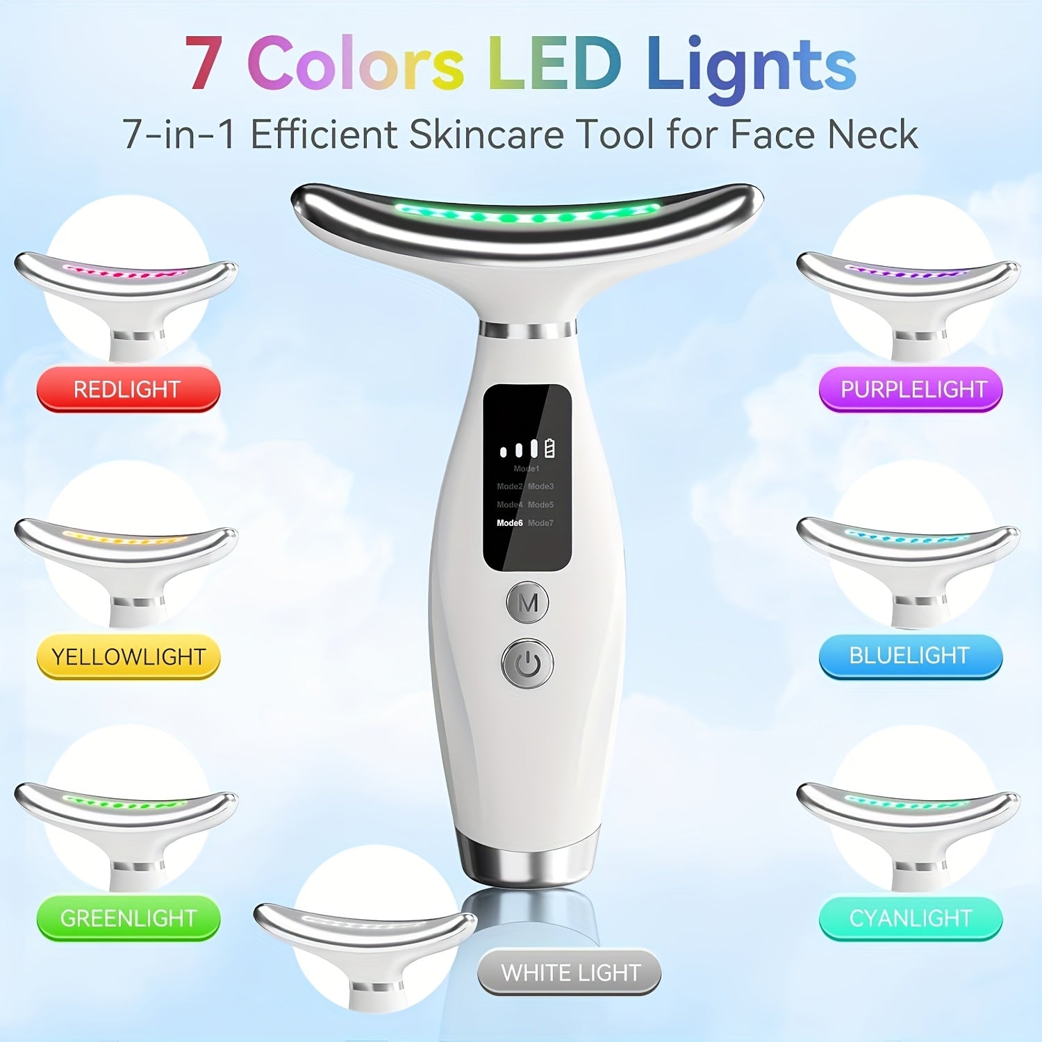 Portable Face And Neck Massager, USB Charging, 7 Modes Facial Massage Care Tool, Beauty Skin Care, For Daily Skin Care Routine, Facial Massager Skin Care Tool