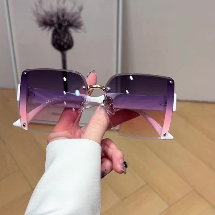 Oversized Square Frameless Fashion Glasses Y2K Luxury Gradient Fashion Glasses Novelty Travel Party Holiday Dressing Accessories