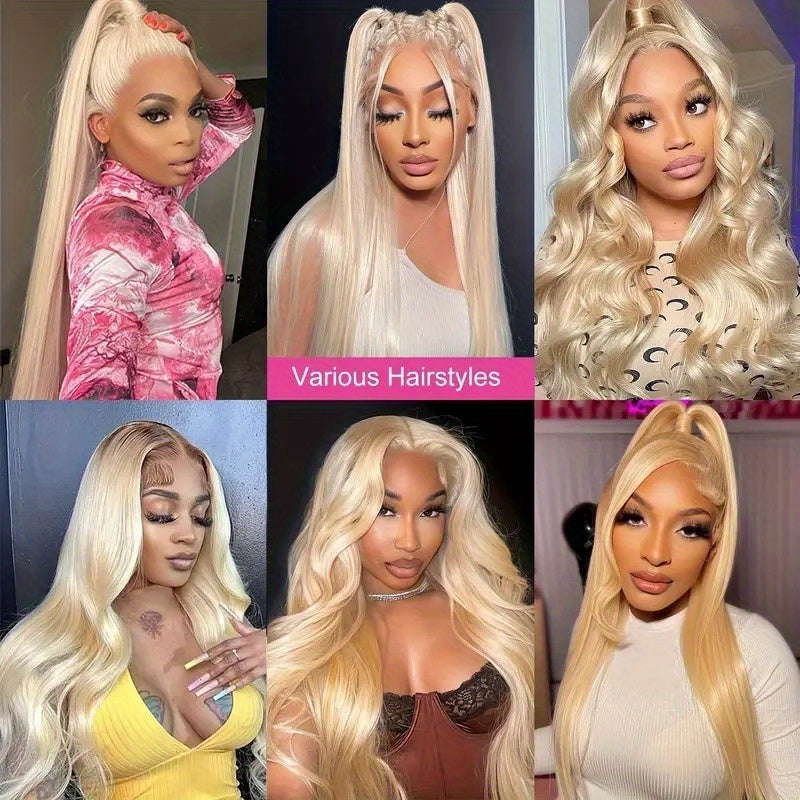 Elegant 13x4 HD Lace Front Straight Human Hair, 200% Density, Glue-Free, Long Blonde Hair Extensions for Women, Perfect for Stylish Everyday Looks, Everyday Hair Extensions | Stylish Blonde Wig | Natural Texture Wig, Hair Wig