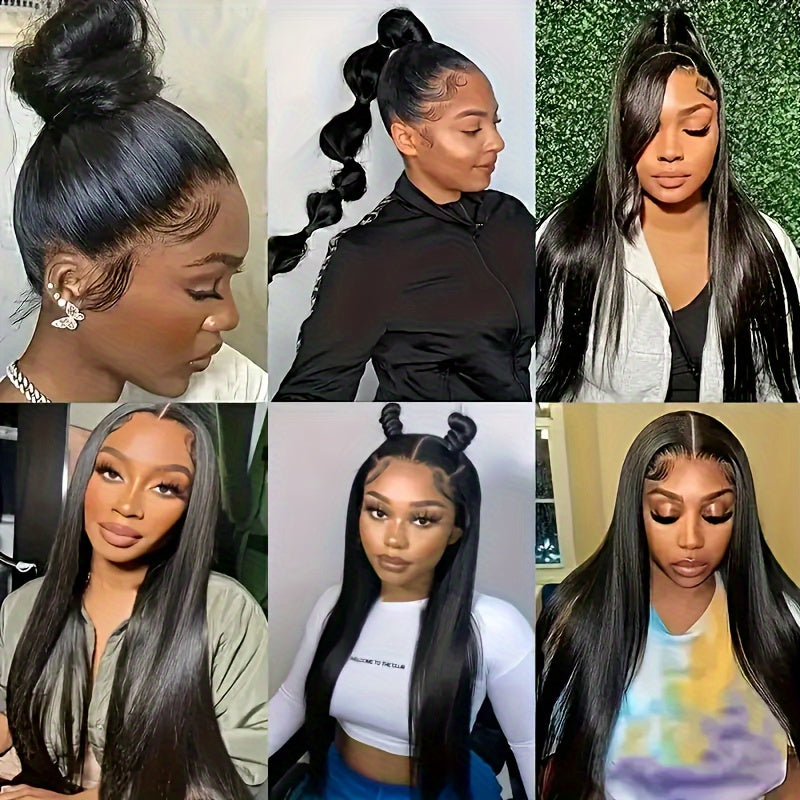 180% Density 360 Wig Human Hair Full Lace Straight Frontal Wig with HD Lace and Natural Color