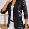 Elegant Single Breasted Lapel Guipure Lace Long Sleeve Blazer for Women - Work & Office Wear