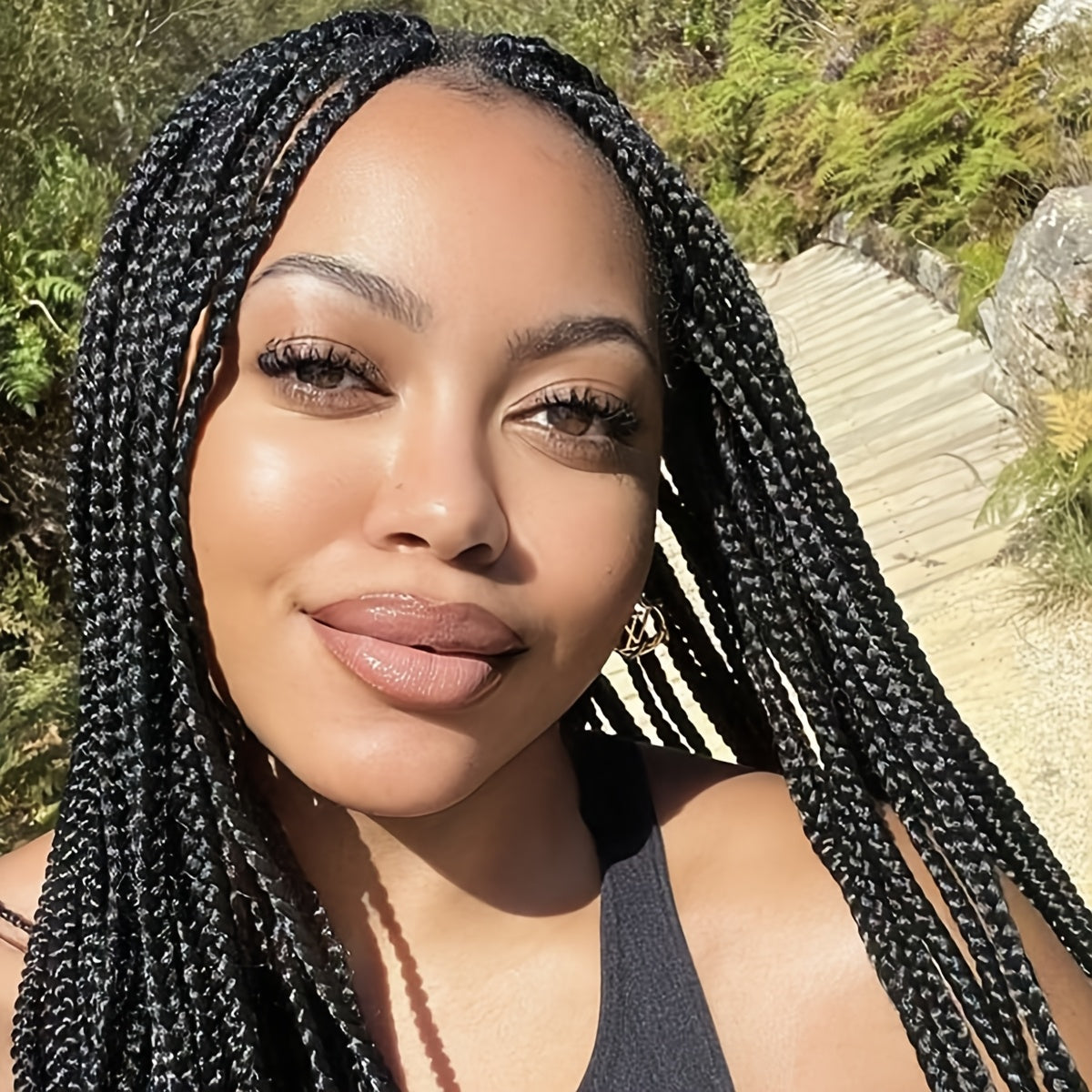 30 Inch Full Lace Braided Wig - Knotless Box Braids, Easy Wear, High-Temperature Fiber, Straight Hair, Elegant Style, All Occasions Wig|Straight Hair Wig|Easy Wear Wig