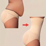 High-Waist Tummy Control Shapewear Panties for Women - Slimming Waist Trainer & Butt Lifter, Breathable Knit Fabric, Spandex/Polyester, Hand Washable, Seamless Design, Solid Beige, Body Shaping Underwear|Seamless Underwear|Br