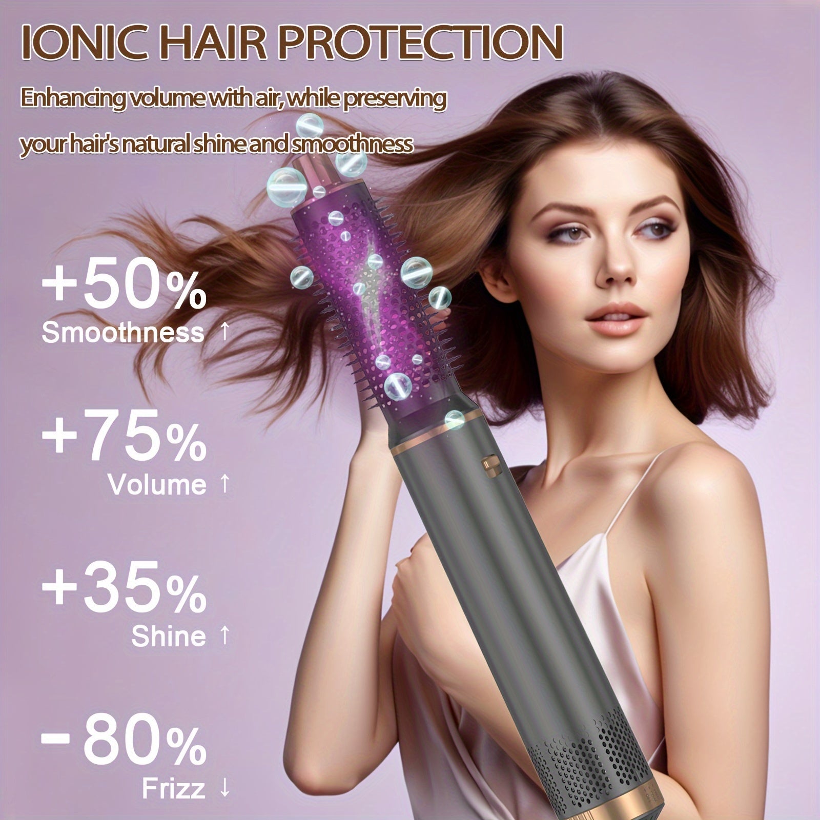 Hot Air 5 In 1 Hair Dryer Brush - Negative Ion Air Styler Curling Brush