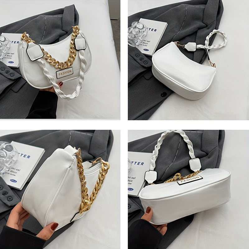 Stylish Women's Shoulder Bag with Adjustable Golden Chain Strap - Elegant Crossbody Handbag in Black, Khaki, or Orange, Perfect for Casual or Formal Occasions, Ladies Handbags