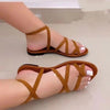 [Special offer Clear-out]Women's Gladiator Strap Sandals Flat Fisherman Thong Cross Strappy Sandals