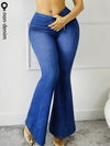 Women's High-Waisted Full-Print Flare Pants - Elastic Leggings, Comfortable Drawstring Waistband, Suitable for Casual Wear and Home Outfits