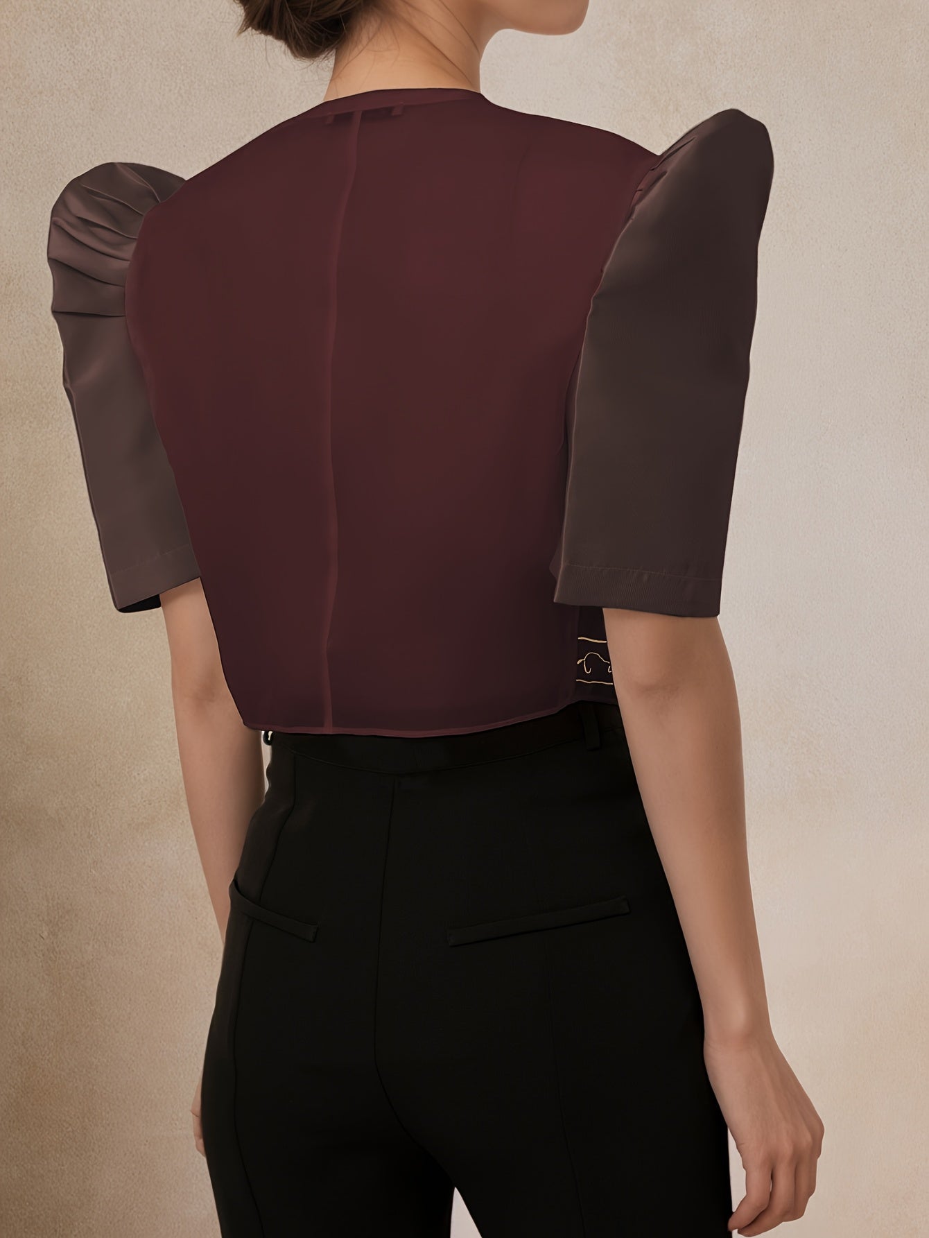 Women's Lightweight Floral Print Puff Sleeve Blouse - Semi-Sheer Round Neck Casual Chic Top for Work, Outings & Leisure | Spring Summer Machine Washable Shirt, Work Apparel | Elegant Design, Ladies Blouses
