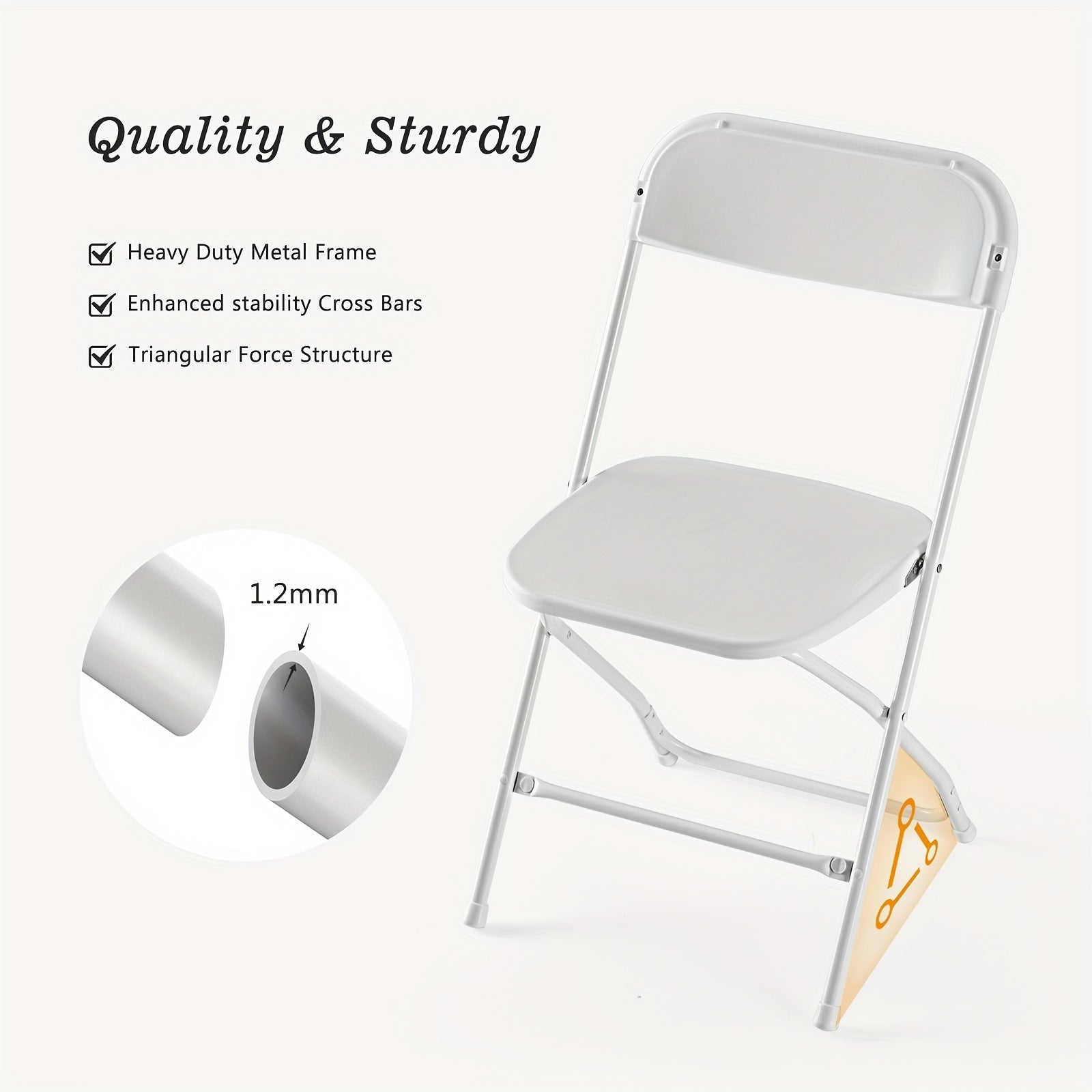 ANTONIA 20/10/8/6/4Set Stackable Plastic Folding Chair Pack with 350lb Steel Frame, Portable Outdoor Commercial Seat Perfect for Wedding, Party, Picnic, Dining, and Events Available in Classic White and Black
