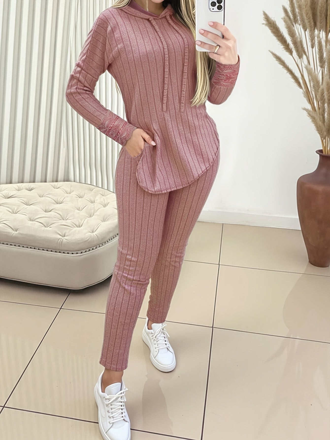 Elegant Directional Women'S Casual Hoodie And Pants Set