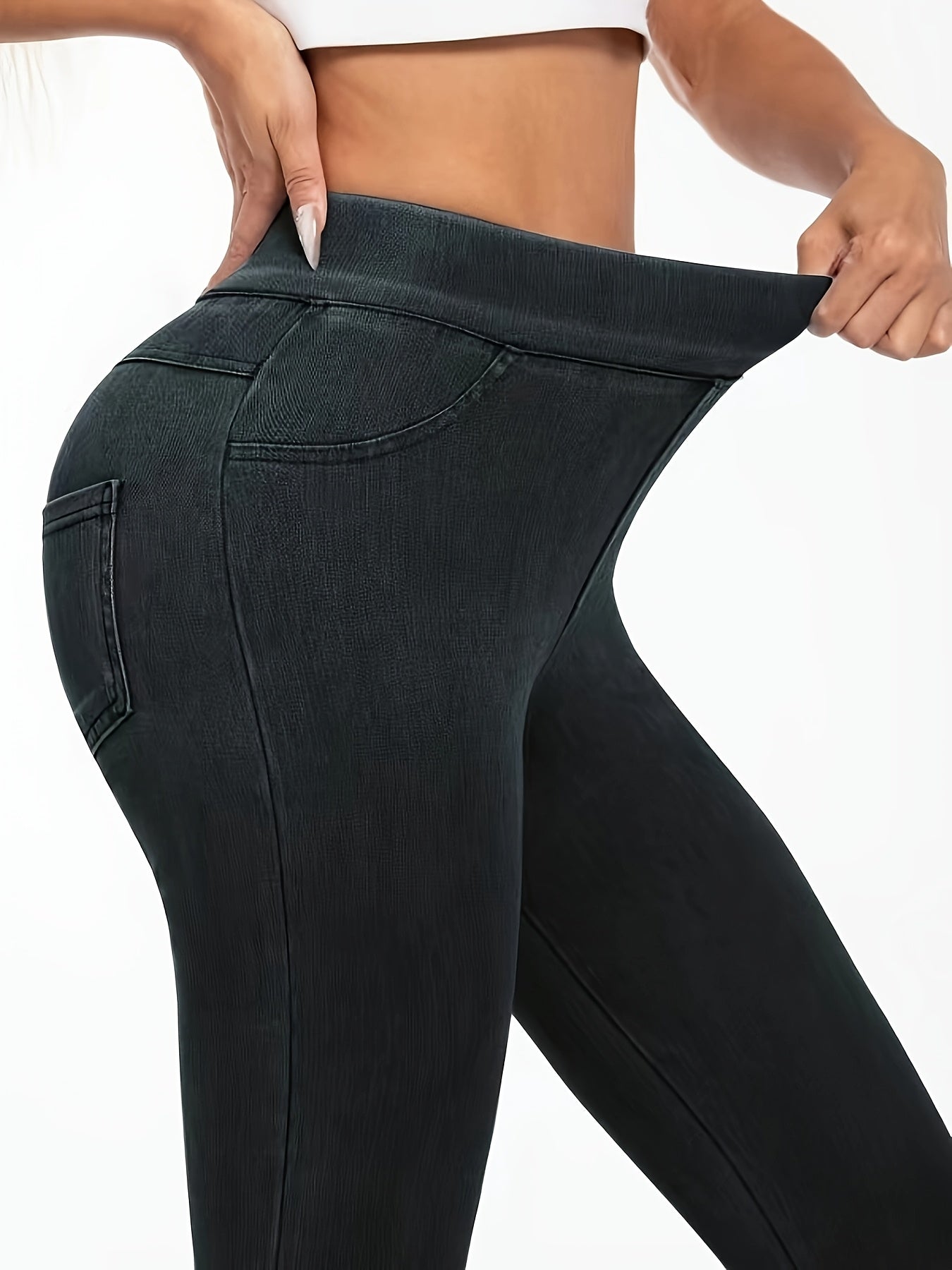 New Stylish Versatile Mid-Thin Jeans, Stretchy Slim-Fit Casual Women'S Denim Pants with Pockets.