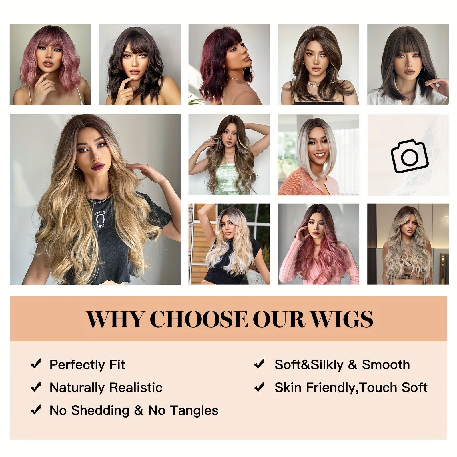 Elegant Women'S Wig Light Brown Long Straight Layered Ends Fashion for Daily Wear with Matte Finish, Tang Long Fiber, 100% Density Rose Net Cap, Versatile Fit for All, Heat-Resistant and Customizable