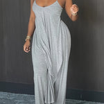 Minimally Casual Set with V-neck Asymmetrical Hem, Camisole Top And Elastic Waistband, Long Pants, Sleepwear Set, Suitable for Women to Wear As Outerwear