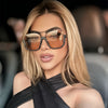 Women'S Fashion Square Glasses, Metal Frame, -Reflective PC Lens, Large Double Bridge, College Parties, and