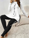 Women's Casual Two-Piece Set with Floral Print Long Sleeve Round Neck Top and Tight Pants, Comfortable Fit Regular Casual Suit for Spring and Autumn