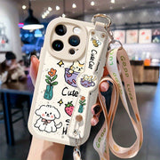A Cute Cartoon Creative Teacup with a Kitten Design, Fully Wrapped And Shockproof, Suitable for Apple Iphone 16/15/14/Pro Max/Plus/Pro Cases for Phone 13/12/11 Pro/Mini with Full Coverage MAX Protection, Featuring a Lanyard T