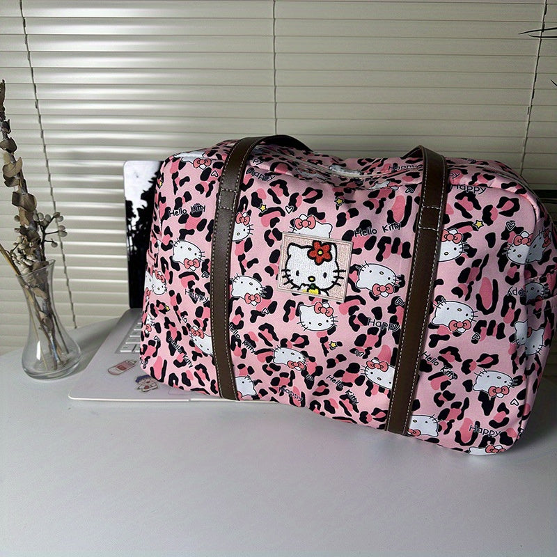 1 Sanrio for hello kitty Duffel Bag - Spacious Zipper Shoulder Tote with Vibrant Cat & Star Patterns, Durable Oxford Cloth, Perfect for Shopping & Daily Use | Ideal for Women, Everyday Tote Bag|Playful Accessory|Zippered Clos